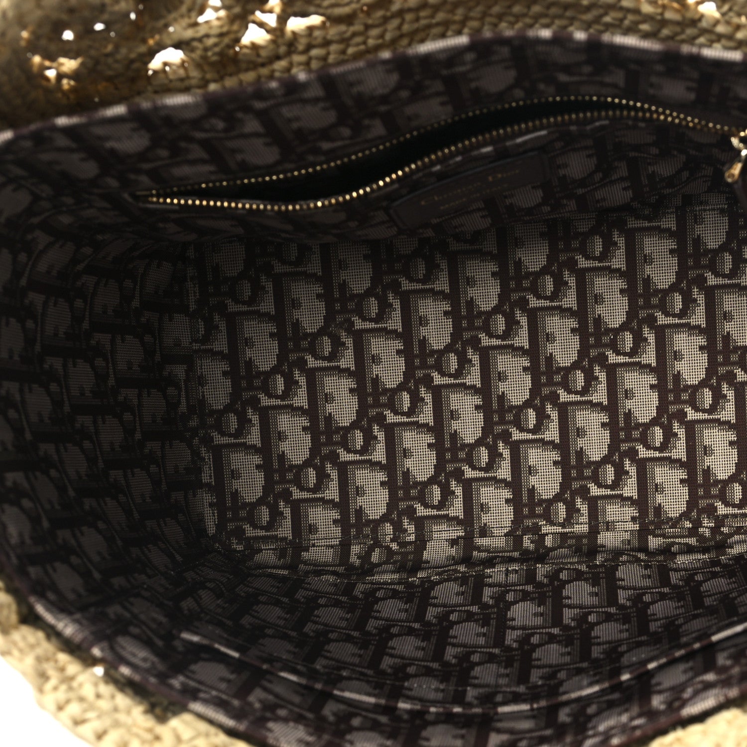Christian Dior Woven Raffia Floral Embellished Small Book Tote Natural 7 of 14