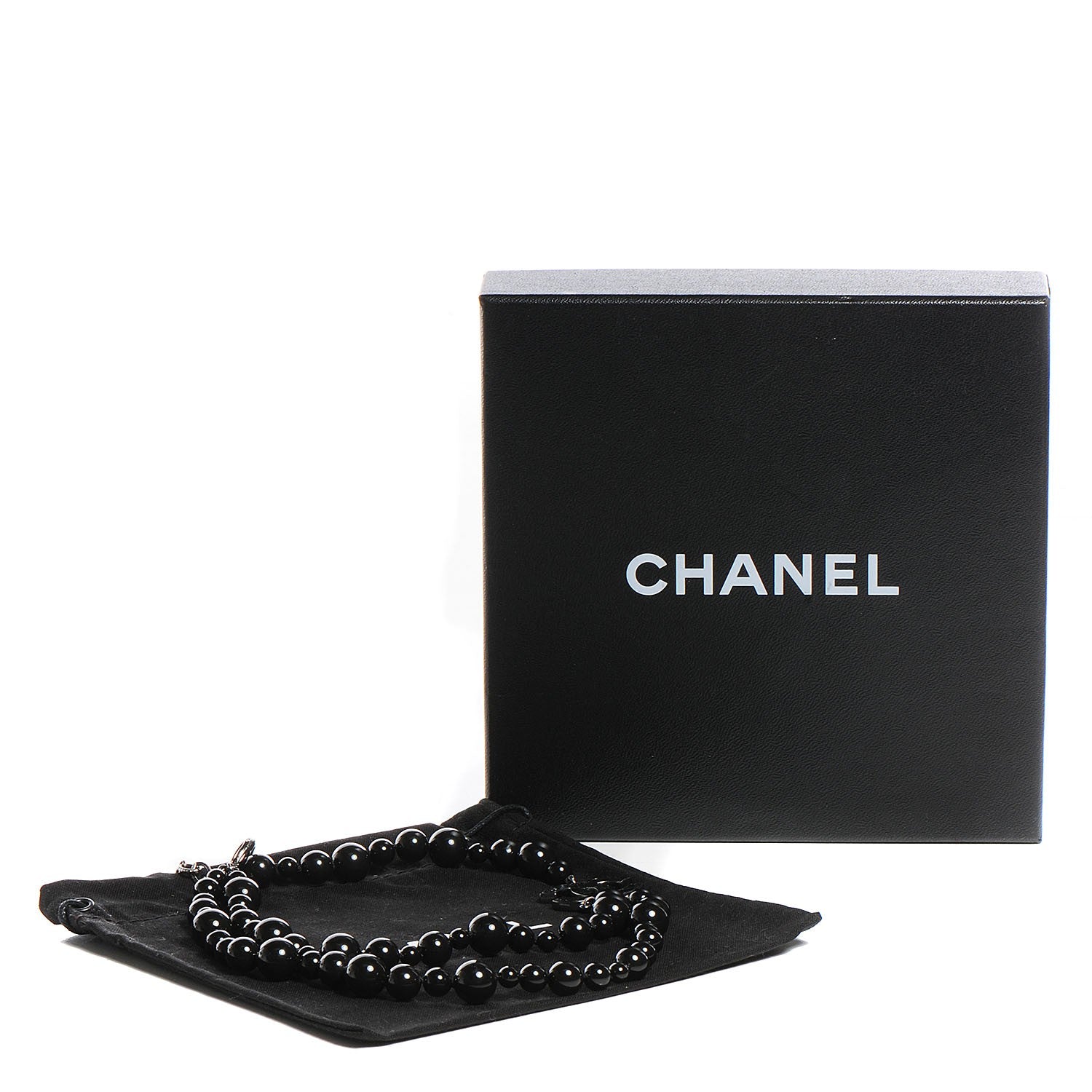 Chanel Glass Bead CC Map Short Necklace Ruthenium Black 6 of 6