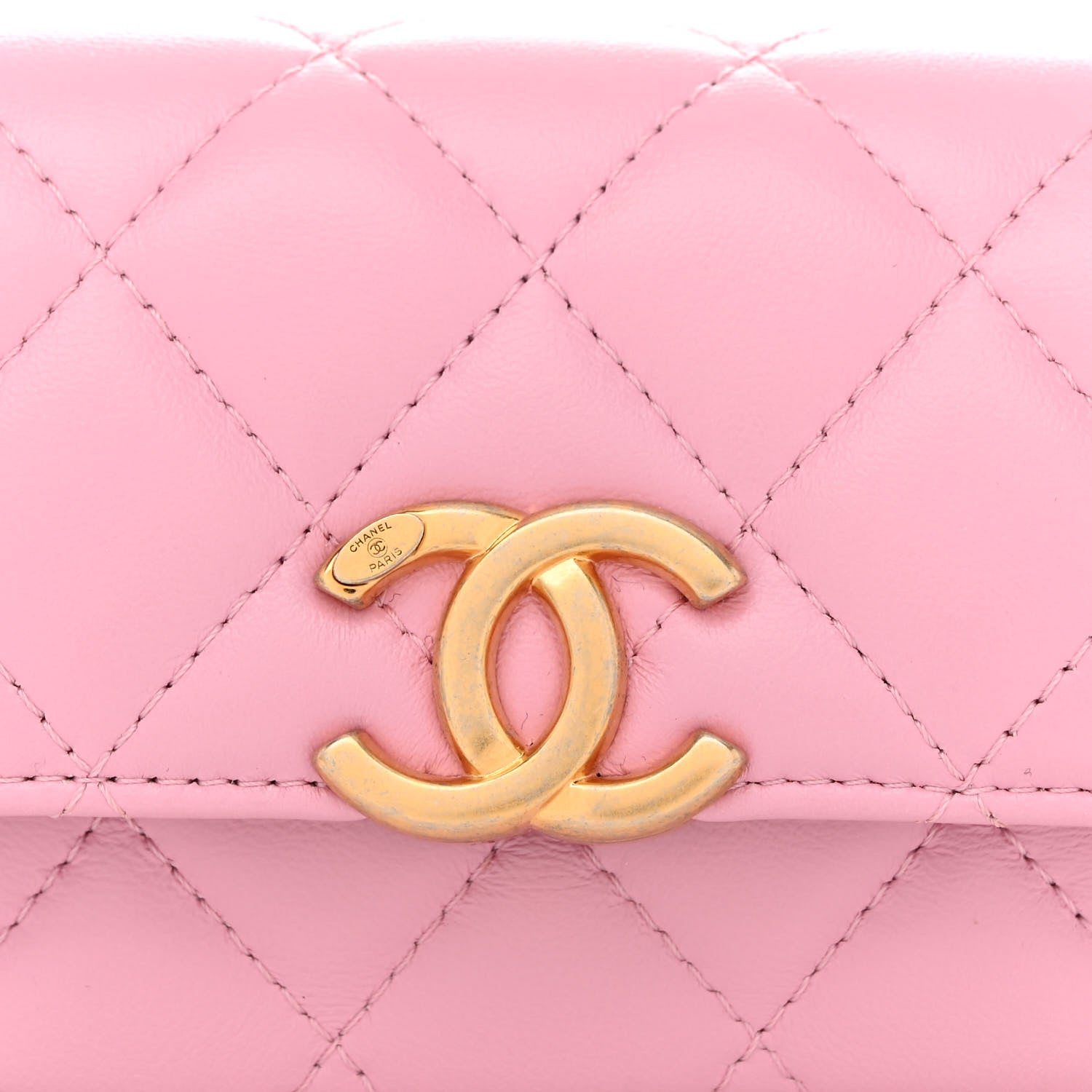 Chanel Lambskin Lacquered Metal Quilted Flap Chain Belt Bag Pink 9 of 11