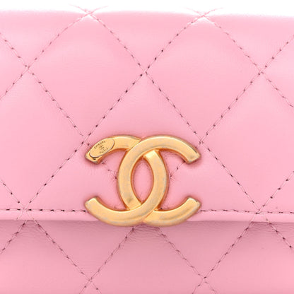 Chanel Lambskin Lacquered Metal Quilted Flap Chain Belt Bag Pink 9 of 11