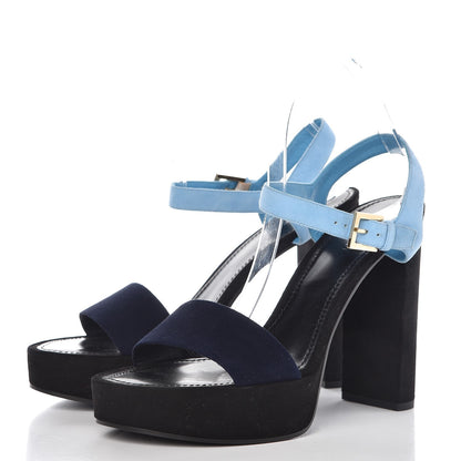 Louis Vuitton Suede Baby Goat Flamingo Sandals 41 Black Blue 3 of 9