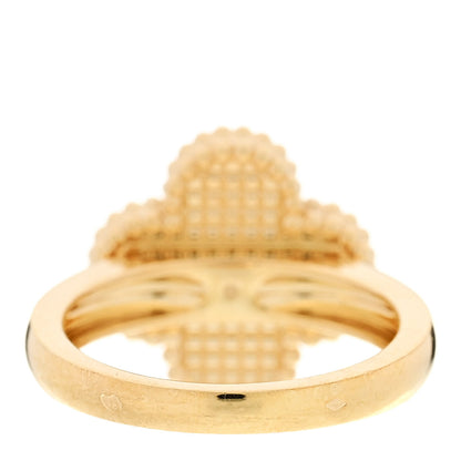 Van Cleef & Arpels 18K Yellow Gold Guilloche Vintage Alhambra Ring 52 6 3 of 5