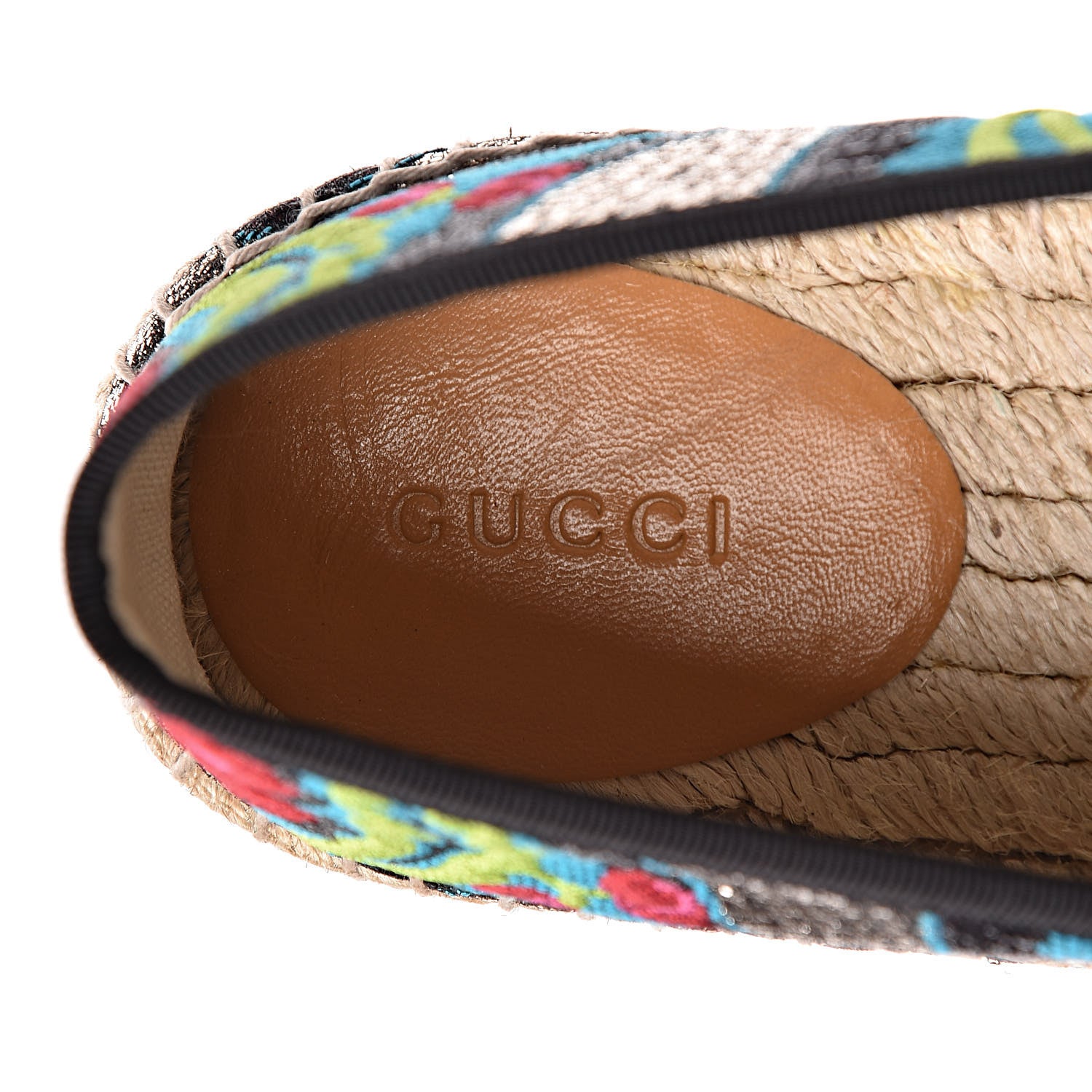 Gucci Tapestry Brocade Blind For Love Espadrilles 40.5 Acquamarine Green Black 7 of 8