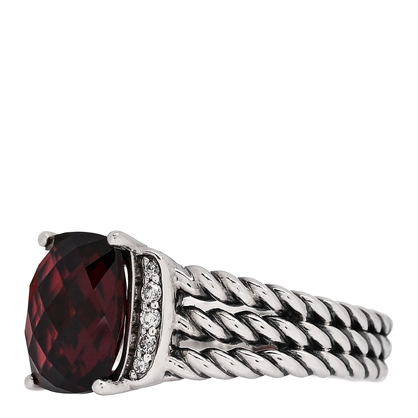 Sterling Silver Diamond Garnet 10mm Petite Wheaton Ring 54 6.75