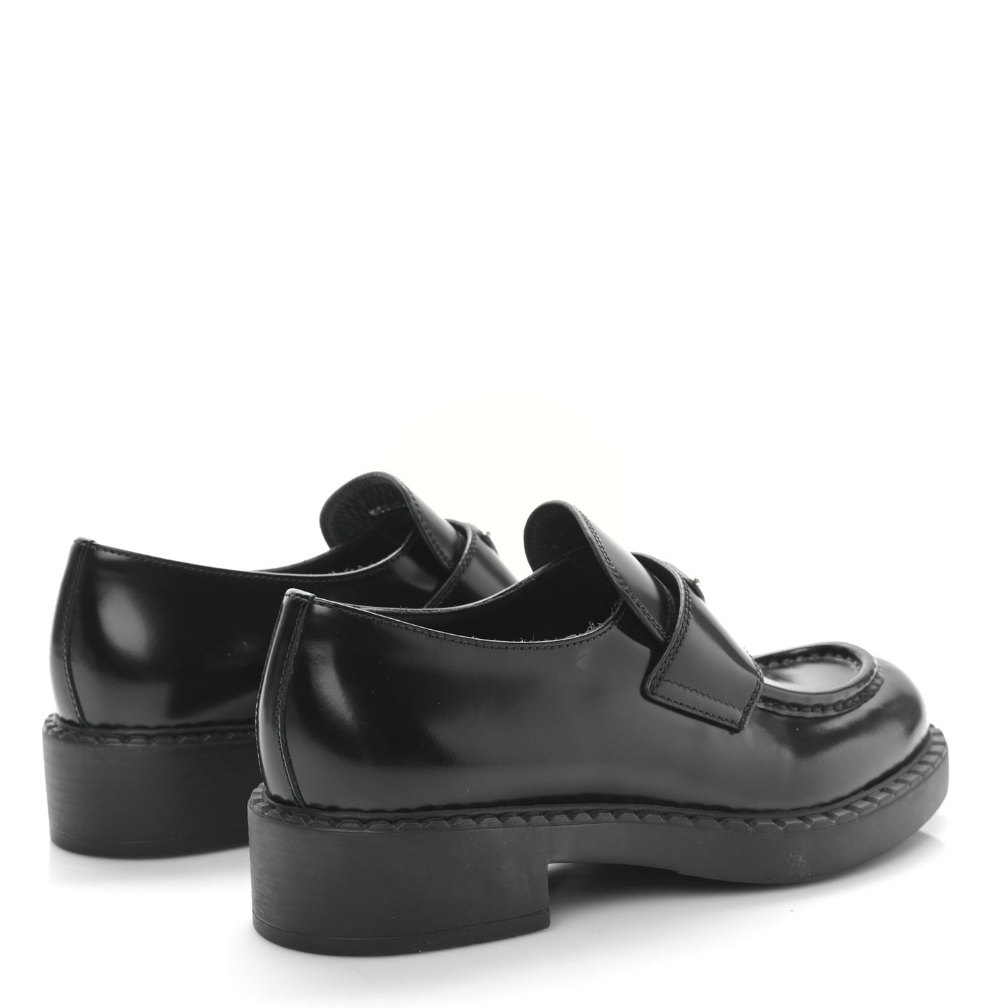Spazzolato Metal Triangle Logo 50mm Loafers 38.5 Black
