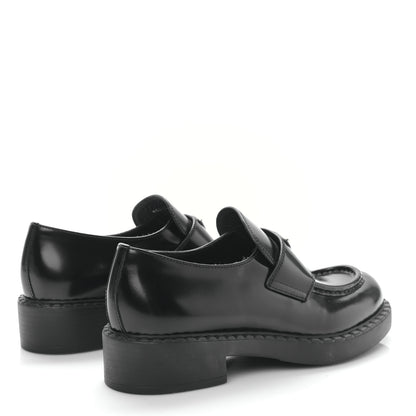 Prada Spazzolato Metal Triangle Logo 50mm Loafers 38.5 Black 4 of 9
