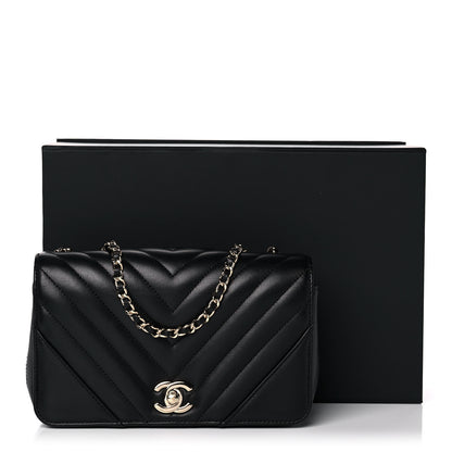 Chanel Calfskin Chevron Quilted Mini Statement Flap Black 12 of 12