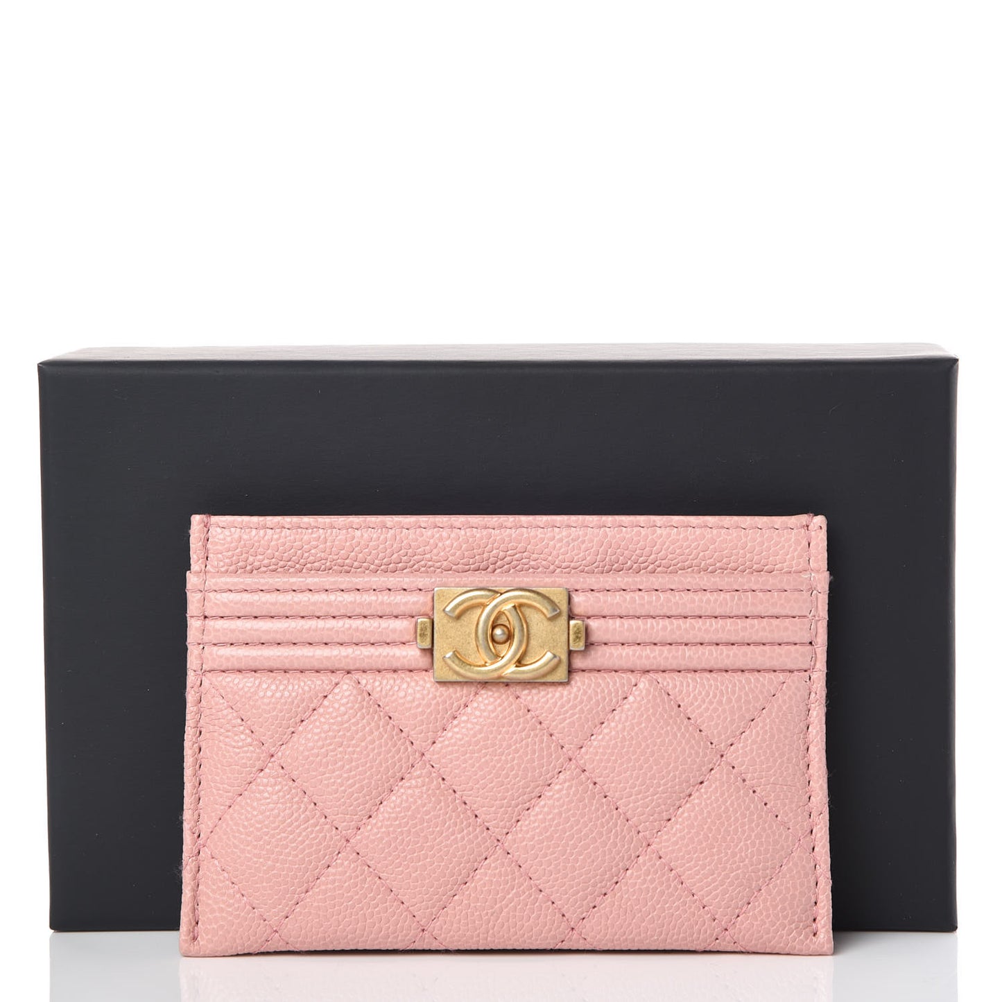 Caviar Quilted Boy Card Holder Light Pink