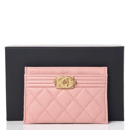 Chanel Caviar Quilted Boy Card Holder Light Pink 9 of 9