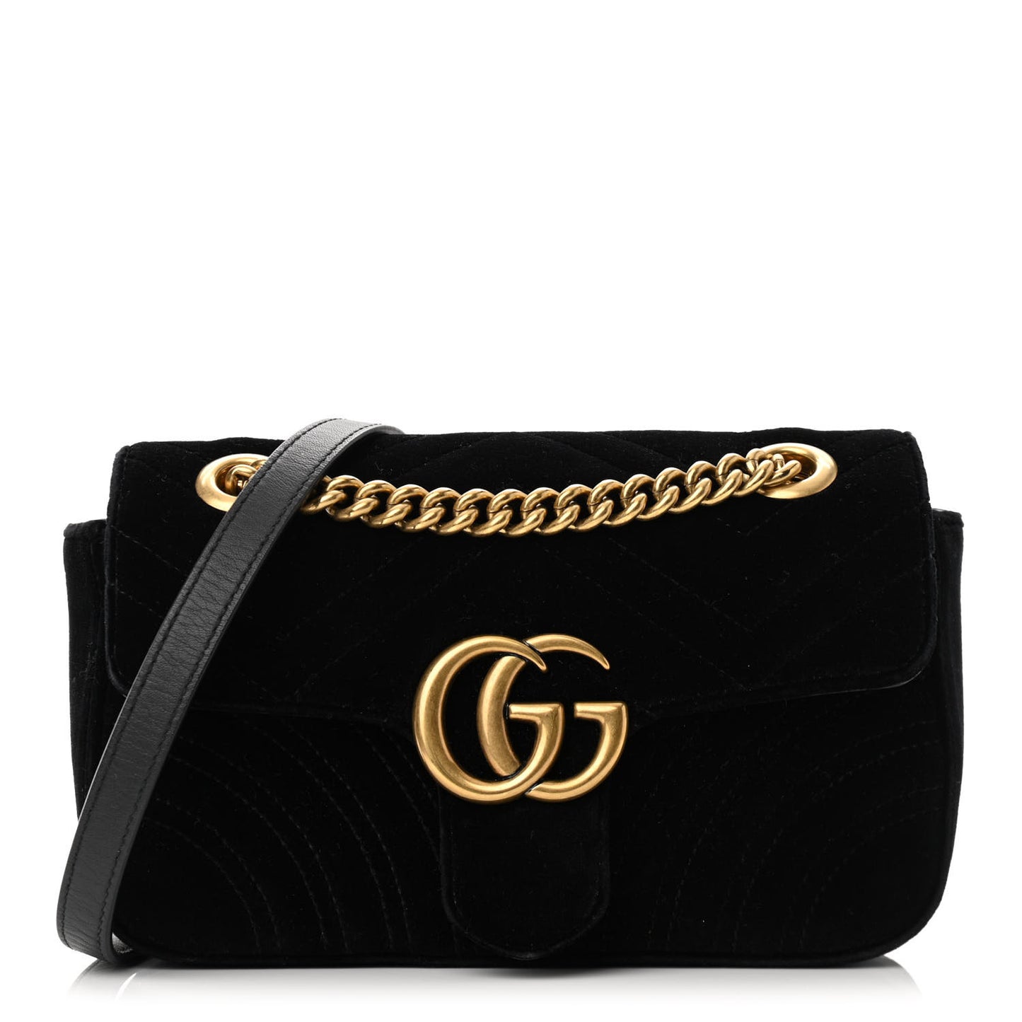 Velvet Matelasse Mini GG Marmont Shoulder Bag Black