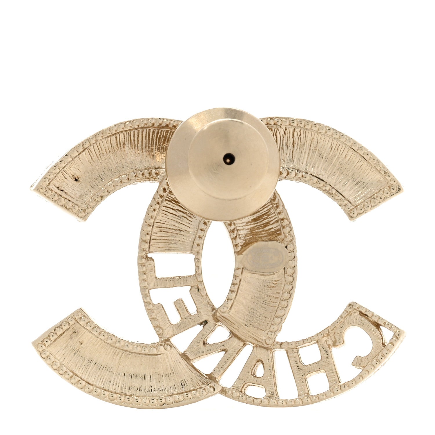 Chanel Crystal Rainbow Logo CC Brooch Gold Multicolor 3 of 5
