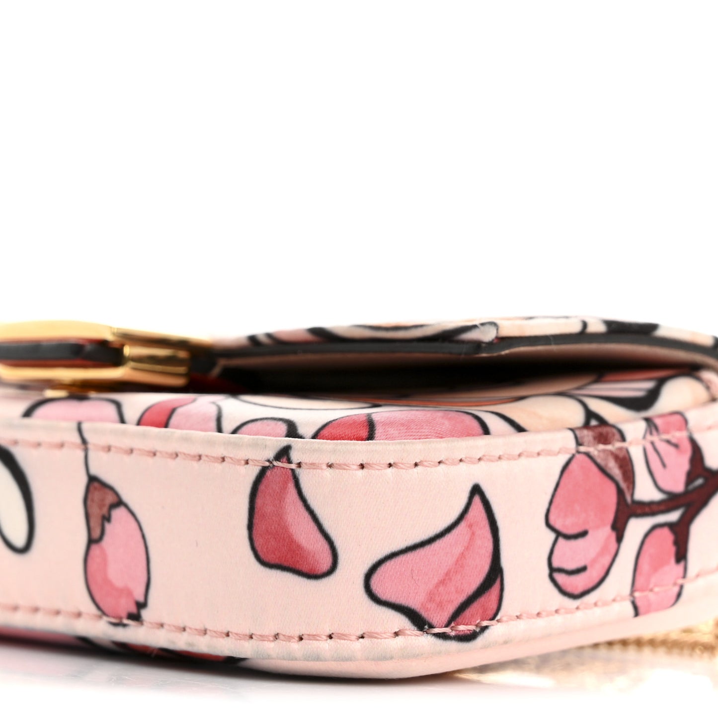Stretch Satin Vitello Grace Floral Print Nano Baguette Charm Rose Multicolor Rosso Cardinale