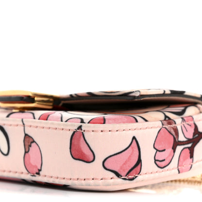 Fendi Stretch Satin Vitello Grace Floral Print Nano Baguette Charm Rose Multicolor Rosso Cardinale 10 of 14