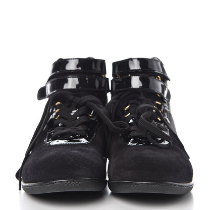 Louis Vuitton Suede Patent Monogram Move Up Sneakers 36 Black 2 of 10
