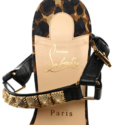 Christian Louboutin Nappa Silk Leopard Pira Ryad 110 Wedge Sandals 40 Black Marron 6 of 9