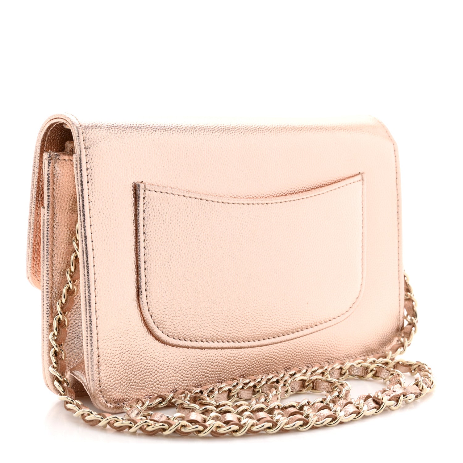 Chanel Metallic Caviar Timeless CC Wallet On Chain WOC Copper 3 of 11