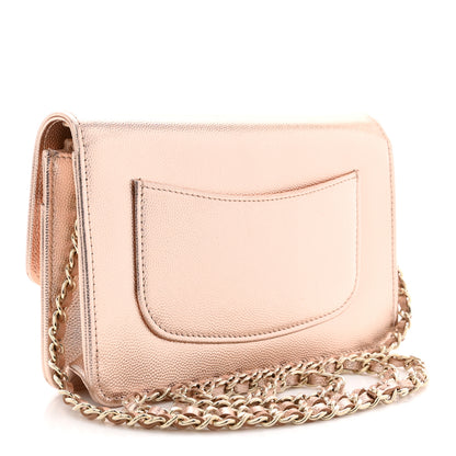 Chanel Metallic Caviar Timeless CC Wallet On Chain WOC Copper 3 of 11