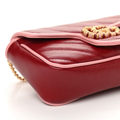 Gucci Azalea Calfskin Enamel Matelasse Diagonal Super Mini Torchon GG Marmont Shoulder Bag New Cherry Red Wild Rose 5 of 10
