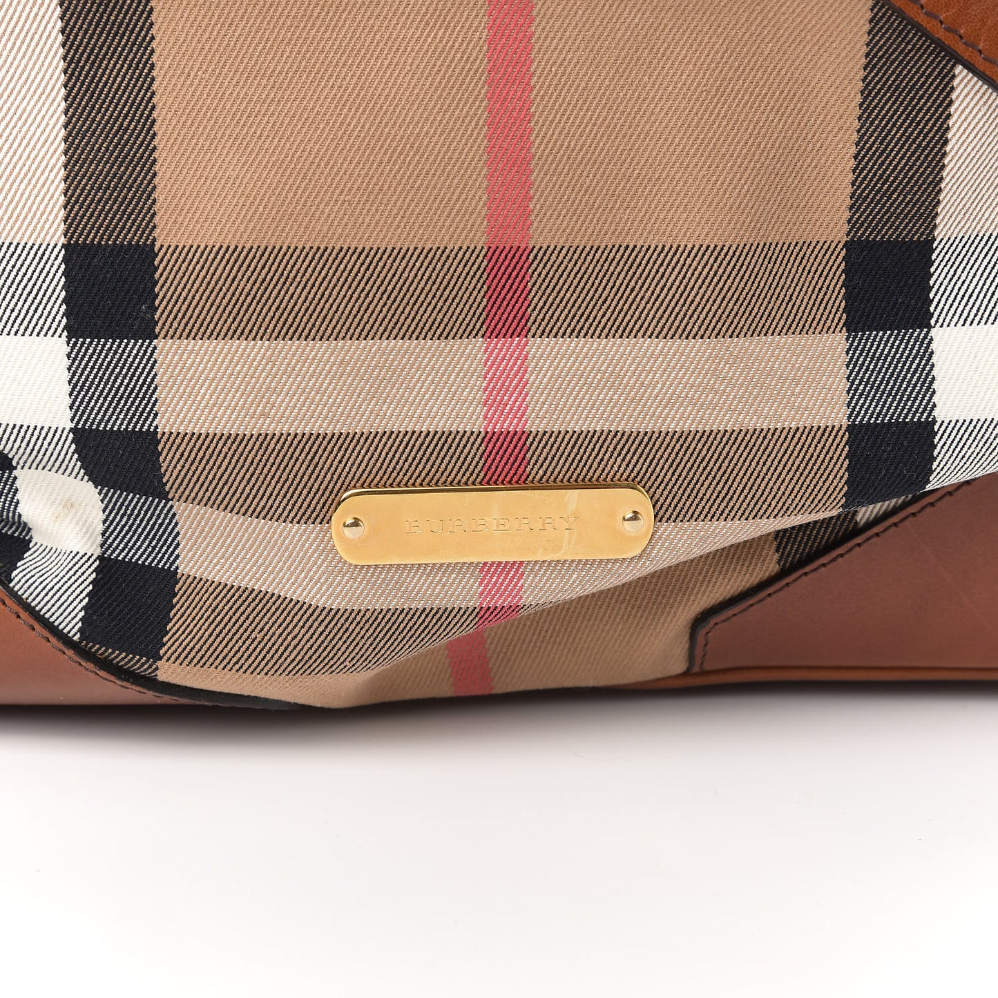 House Check Bridle Calfskin Medium Whipstitch Tote Light Tan