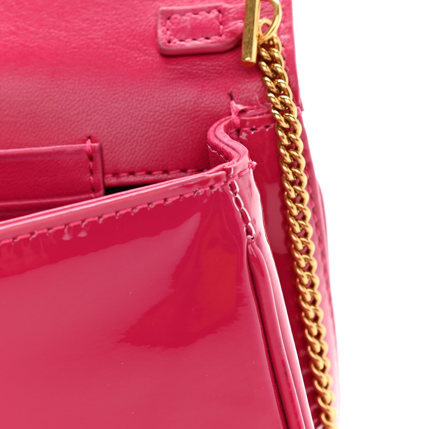 Versace Patent Medusa Safety Pin Embellished Shoulder Bag Pink 9 of 10