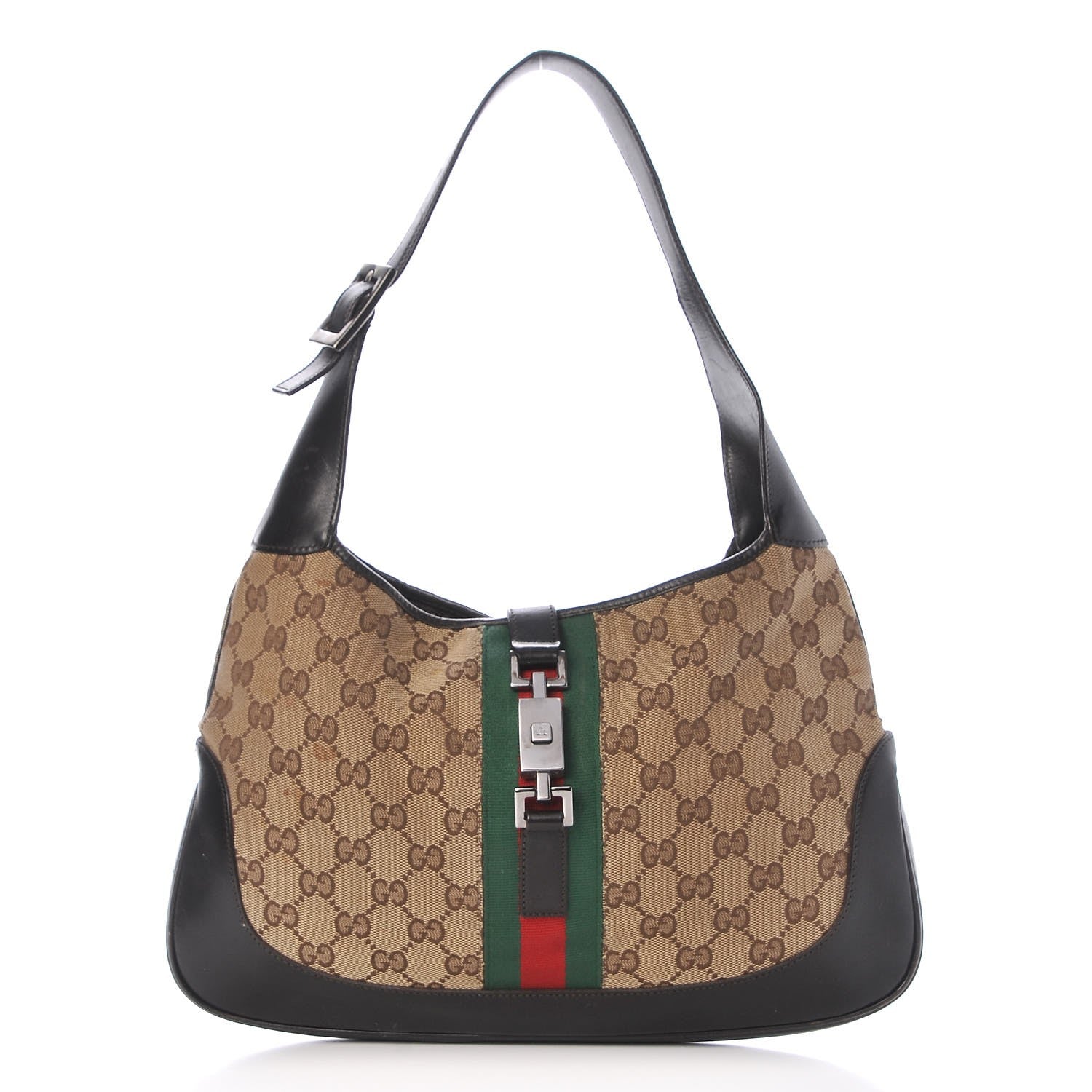 Gucci Monogram Web Jackie O Hobo Dark Brown 1 of 10