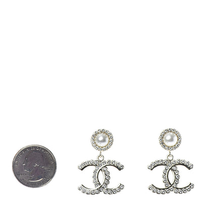 Chanel Crystal Pearl Bow-tiful CC Drop Earrings Gold 2 of 4
