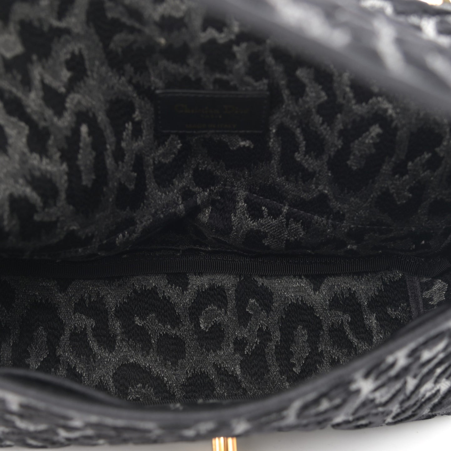 Velvet Mizza Embroidered Medium Caro Bag Gray