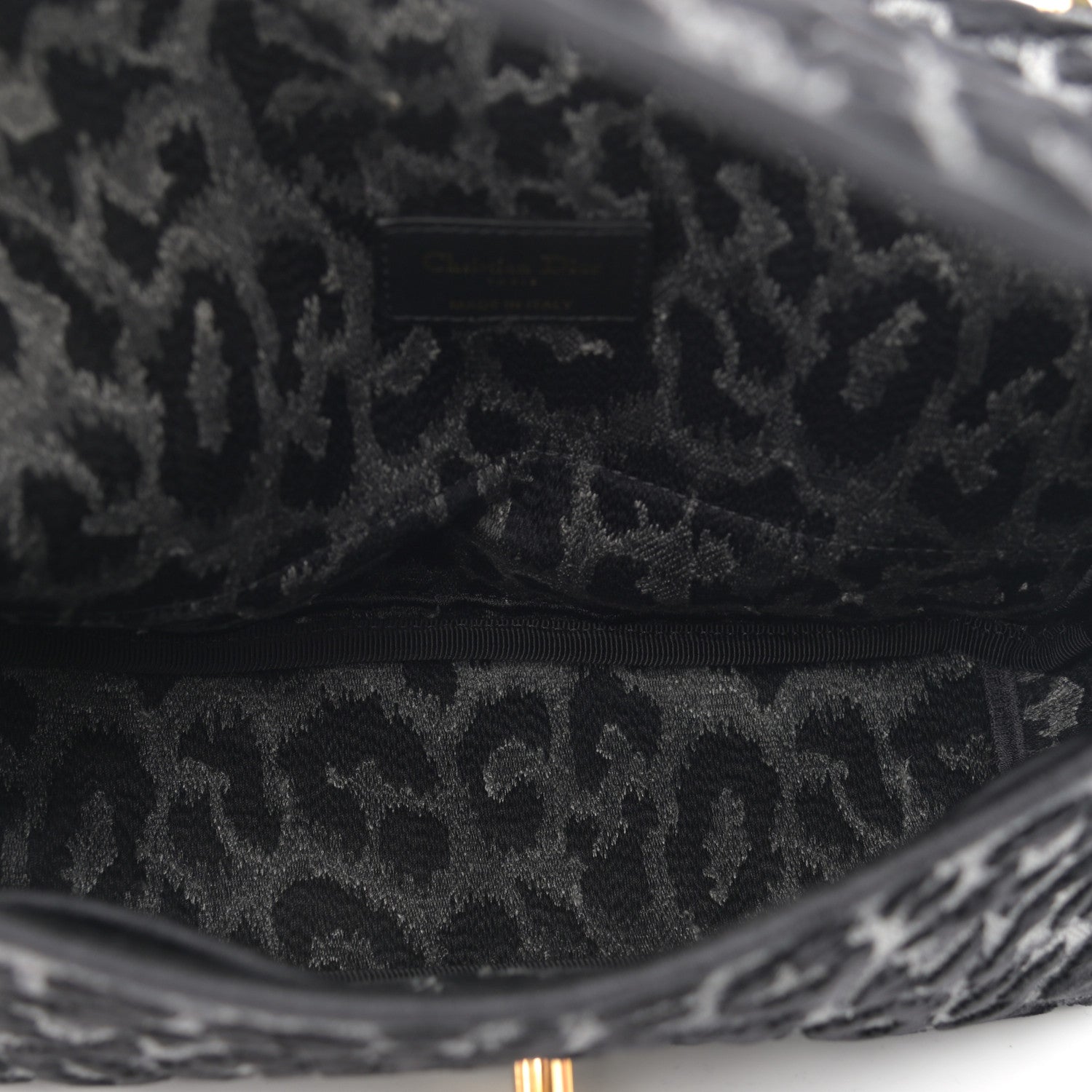 Christian Dior Velvet Mizza Embroidered Medium Caro Bag Gray 7 of 10