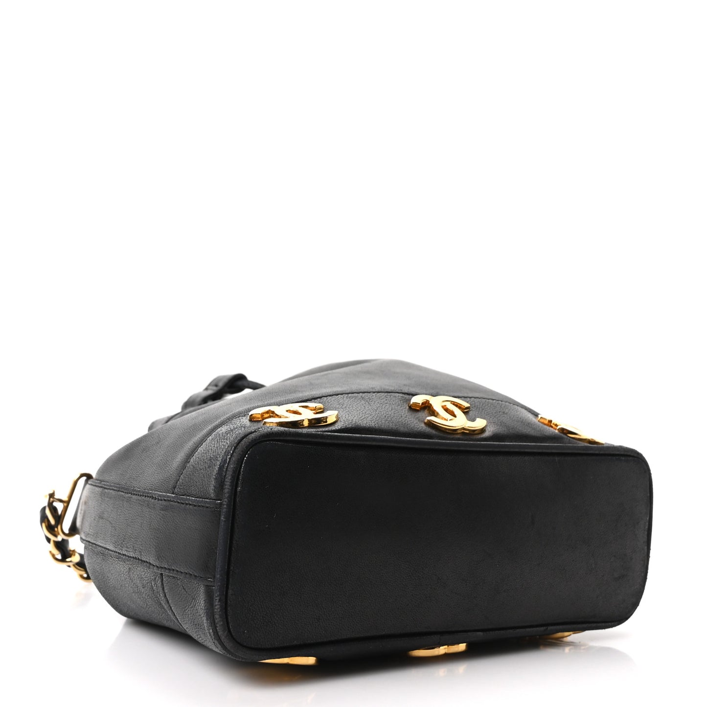 Lambskin CC Drawstring Shoulder Bag Black