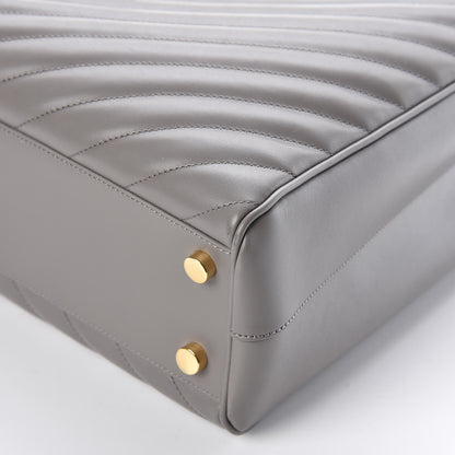 Saint Laurent Smooth Calfskin Matelasse Chevron Large Monogram Shopping Bag Grey 11 of 13