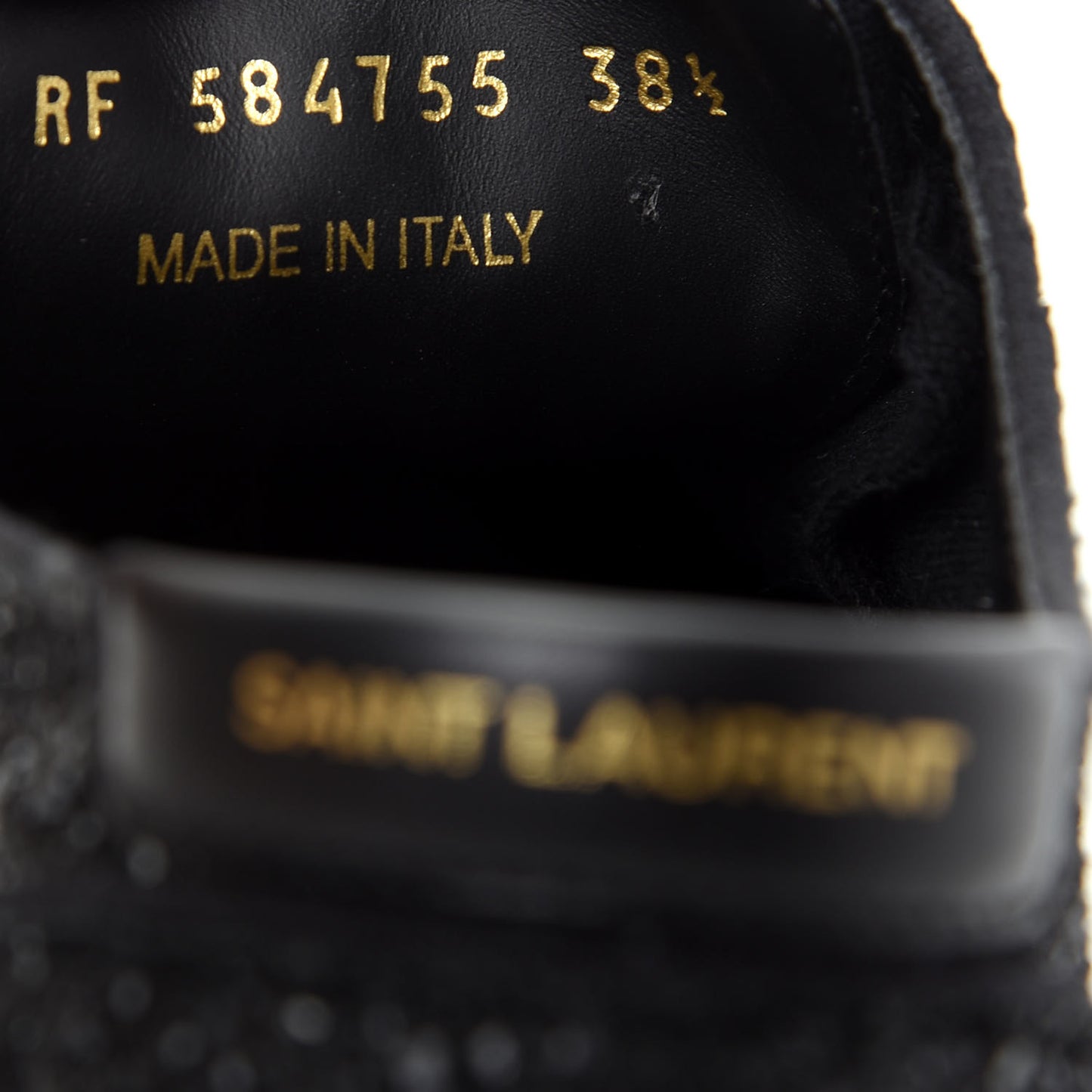 Calfskin Crystal Glitter Venice Low Top Sneakers 38.5 Black