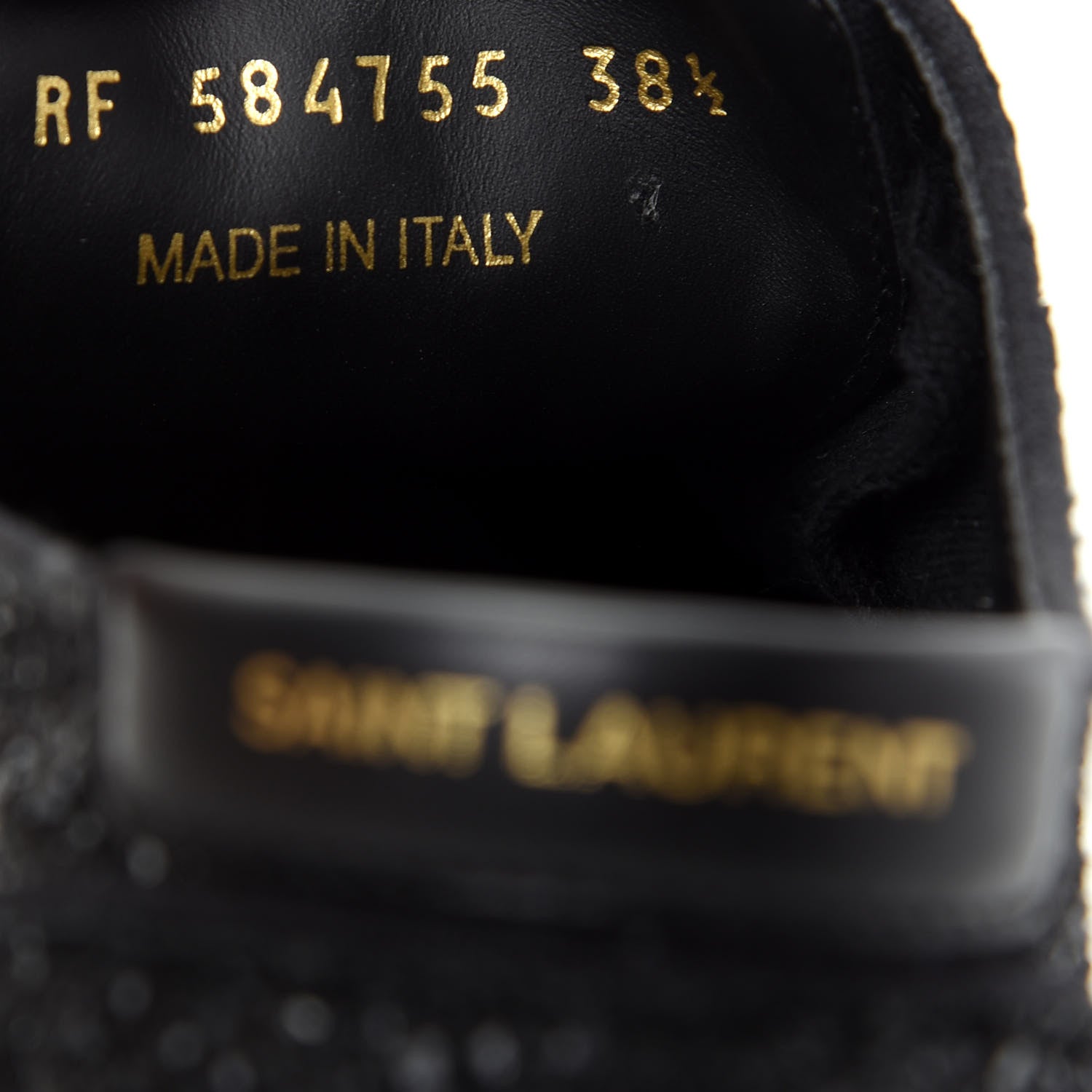 Saint Laurent Calfskin Crystal Glitter Venice Low Top Sneakers 38.5 Black 10 of 11