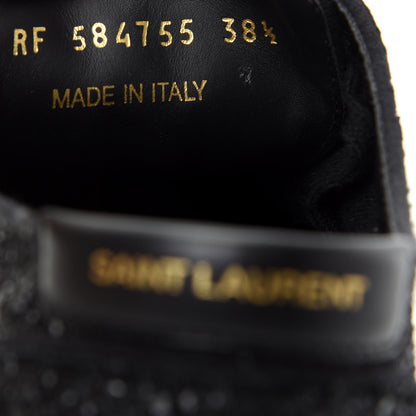 Saint Laurent Calfskin Crystal Glitter Venice Low Top Sneakers 38.5 Black 10 of 11