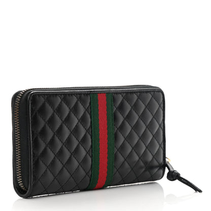 Gucci Calfskin Web Trapuntata GG Zip Around Wallet Black 3 of 8