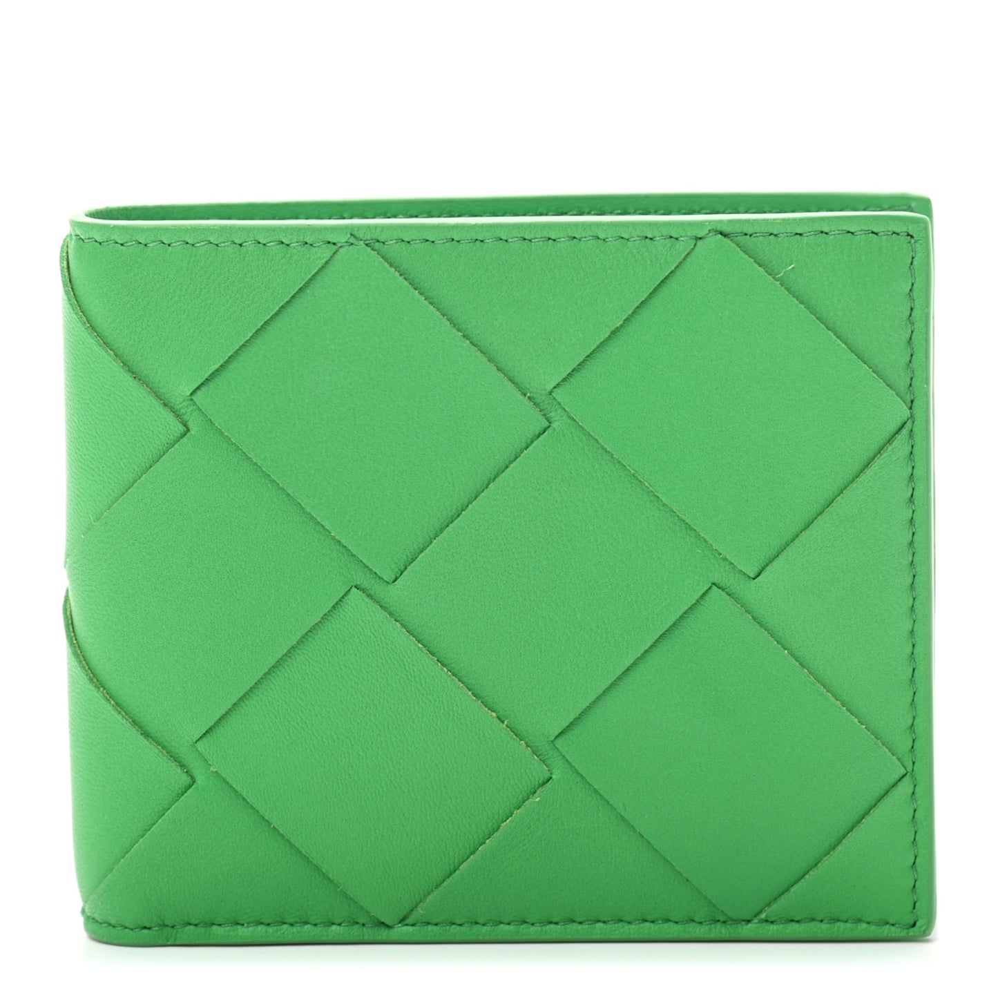 Calfskin Intrecciato Bi-Fold Wallet Parakeet