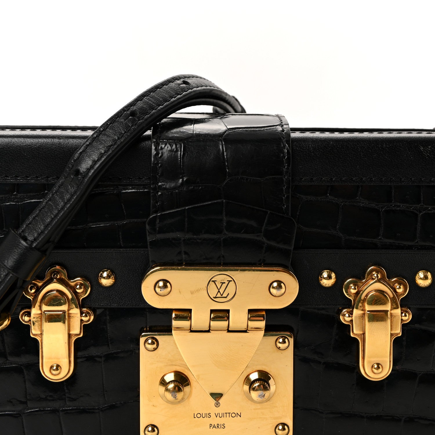 Louis Vuitton Crocodile Petite Malle Black 7 of 9