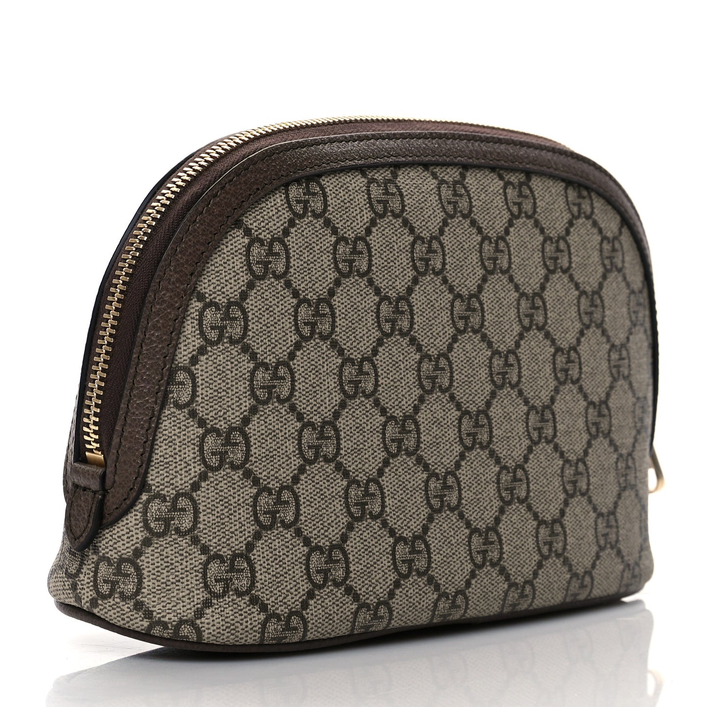 GG Supreme Monogram Textured Calfskin Web Large Ophidia Cosmetic Case Beige Ebony New Acero