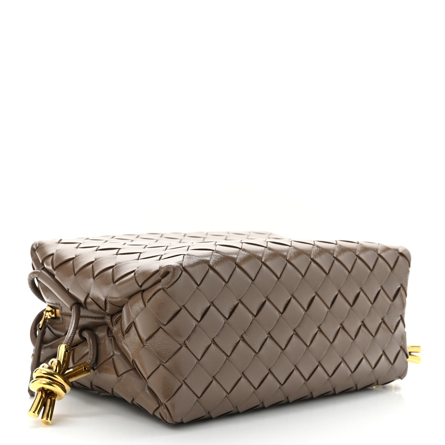Polished Nappa Intrecciato Knot Small Loop Camera Bag Pinecone