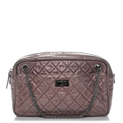 Chanel Metallic Aged Calfskin Quilted Large Reissue Camera Case Pink 1 of 7