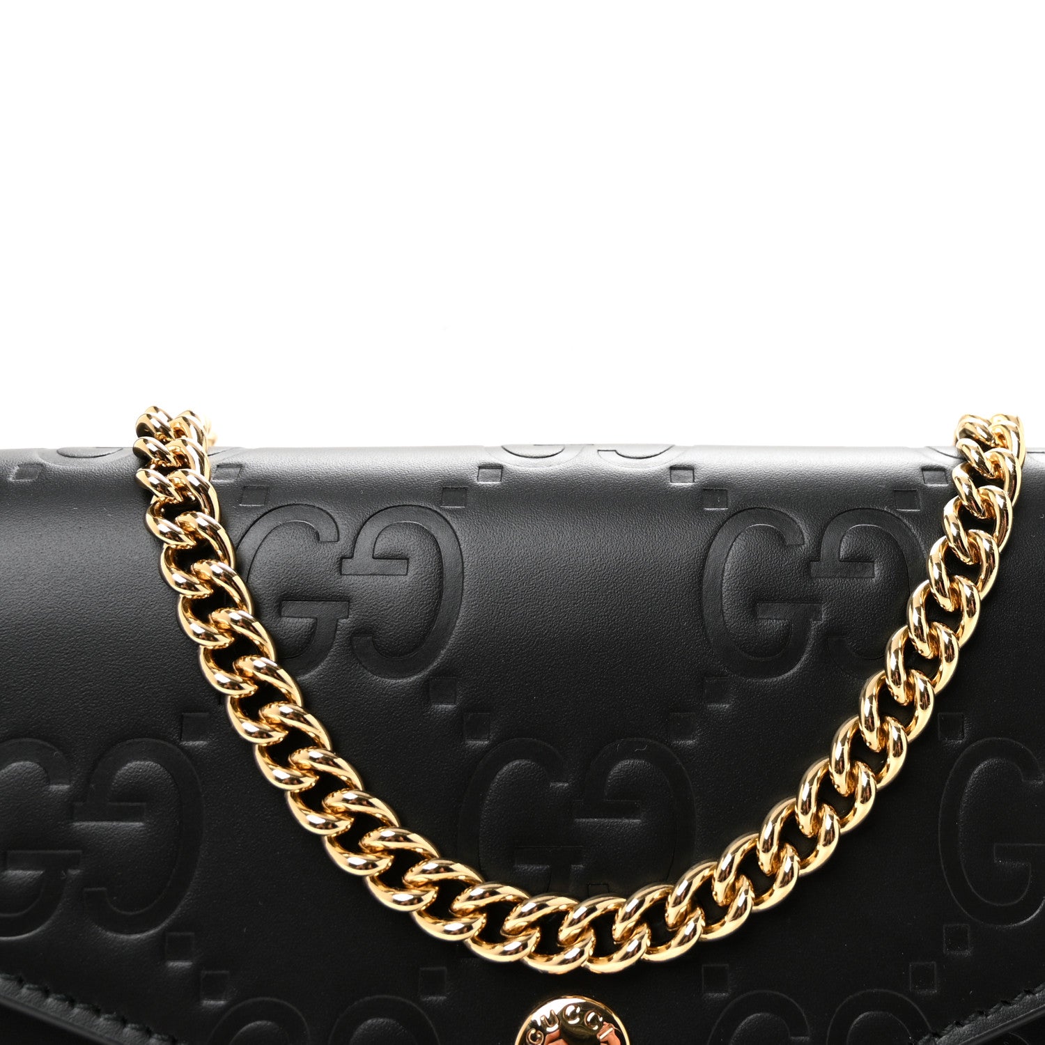 Gucci Calfskin GG Debossed Chain Wallet Black 8 of 10