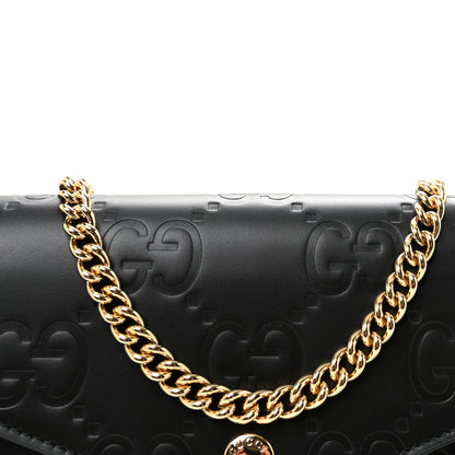 Gucci Calfskin GG Debossed Chain Wallet Black 8 of 10