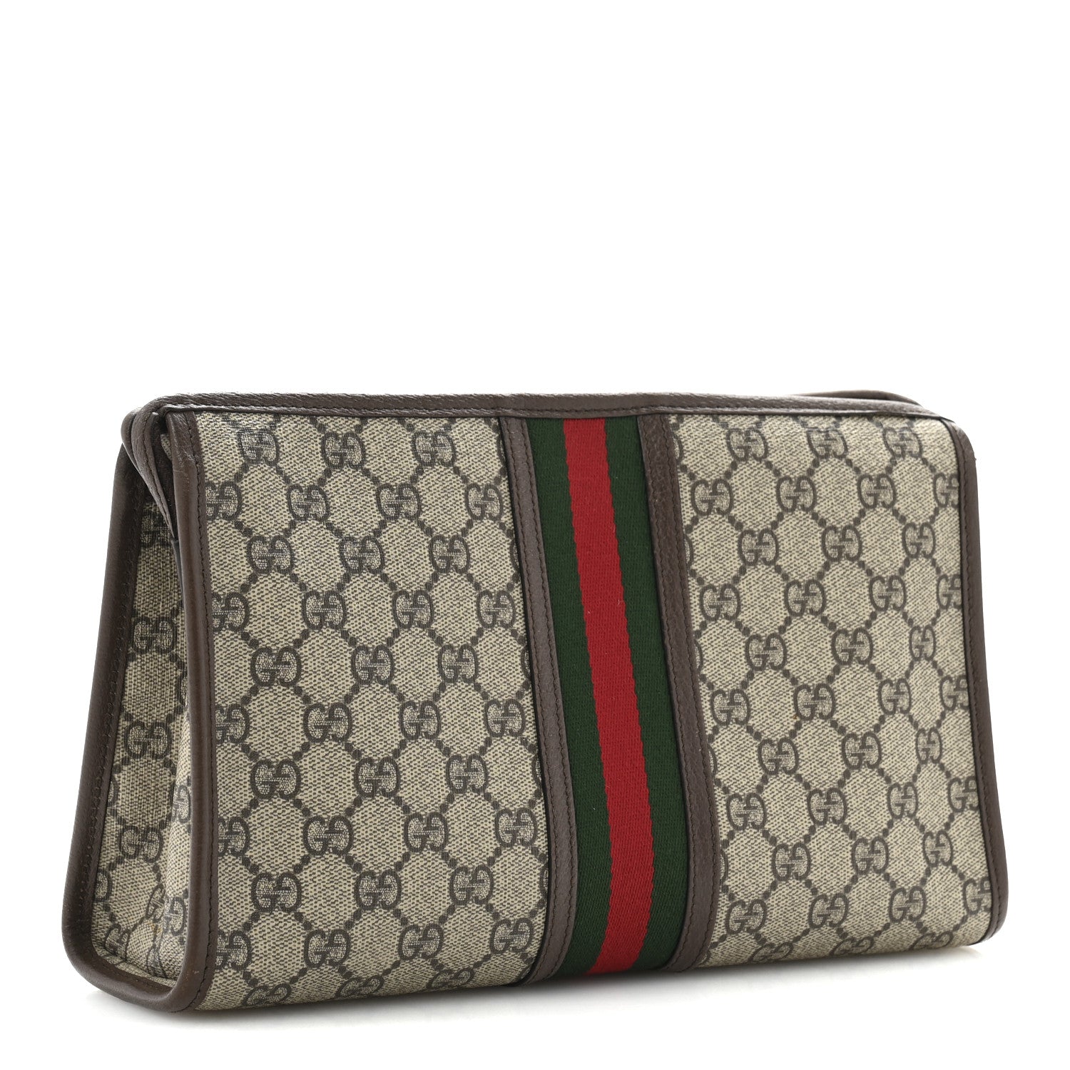 Gucci GG Supreme Monogram Web Ophidia GG Toiletry Case Beige New
