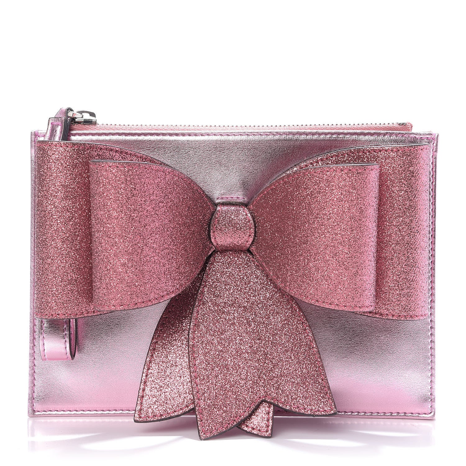 Gucci Calfskin Glitter Bow Wristlet Pink Rose 1 of 9