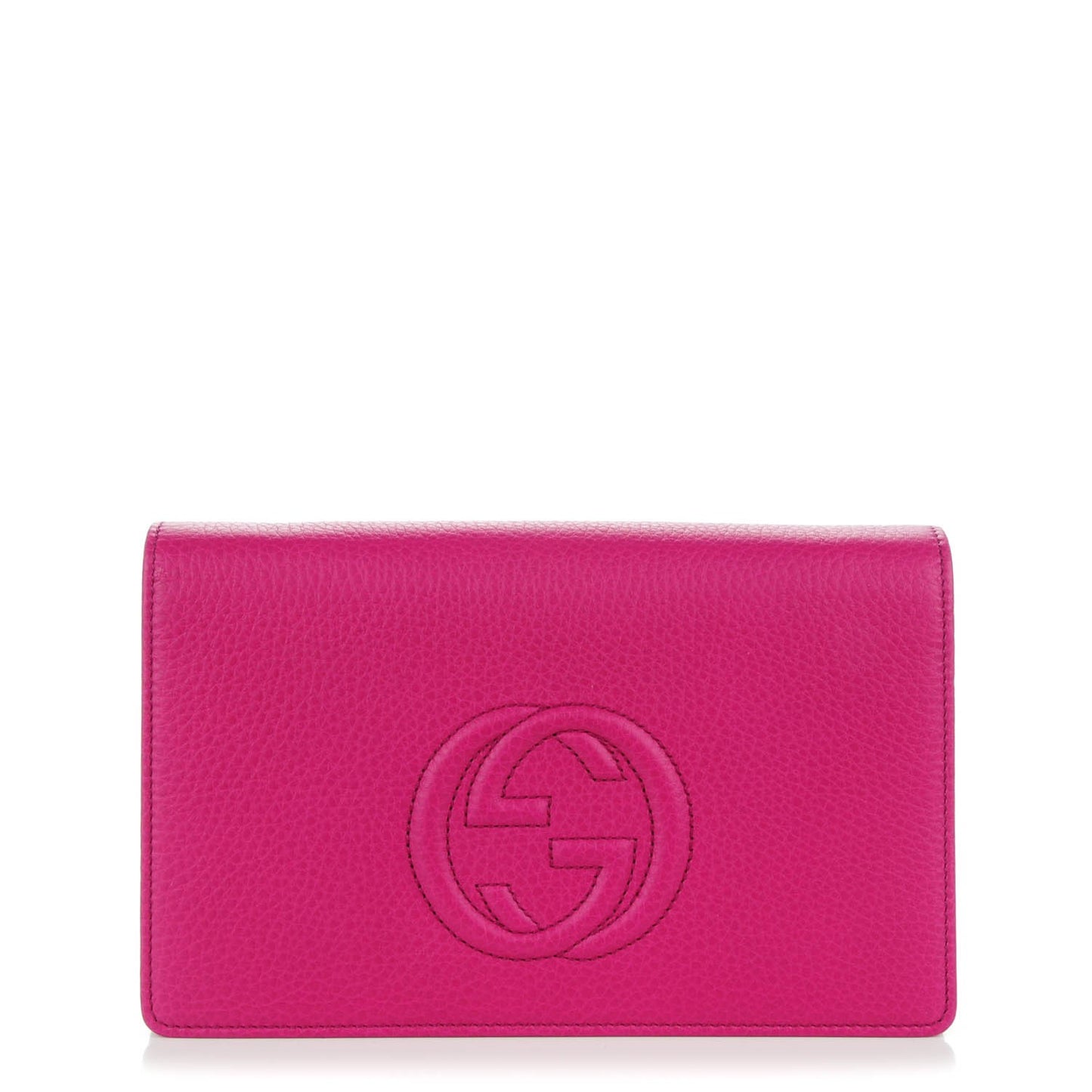 Pebbled Calfskin Soho Wallet on Chain Bright Bougainvillea