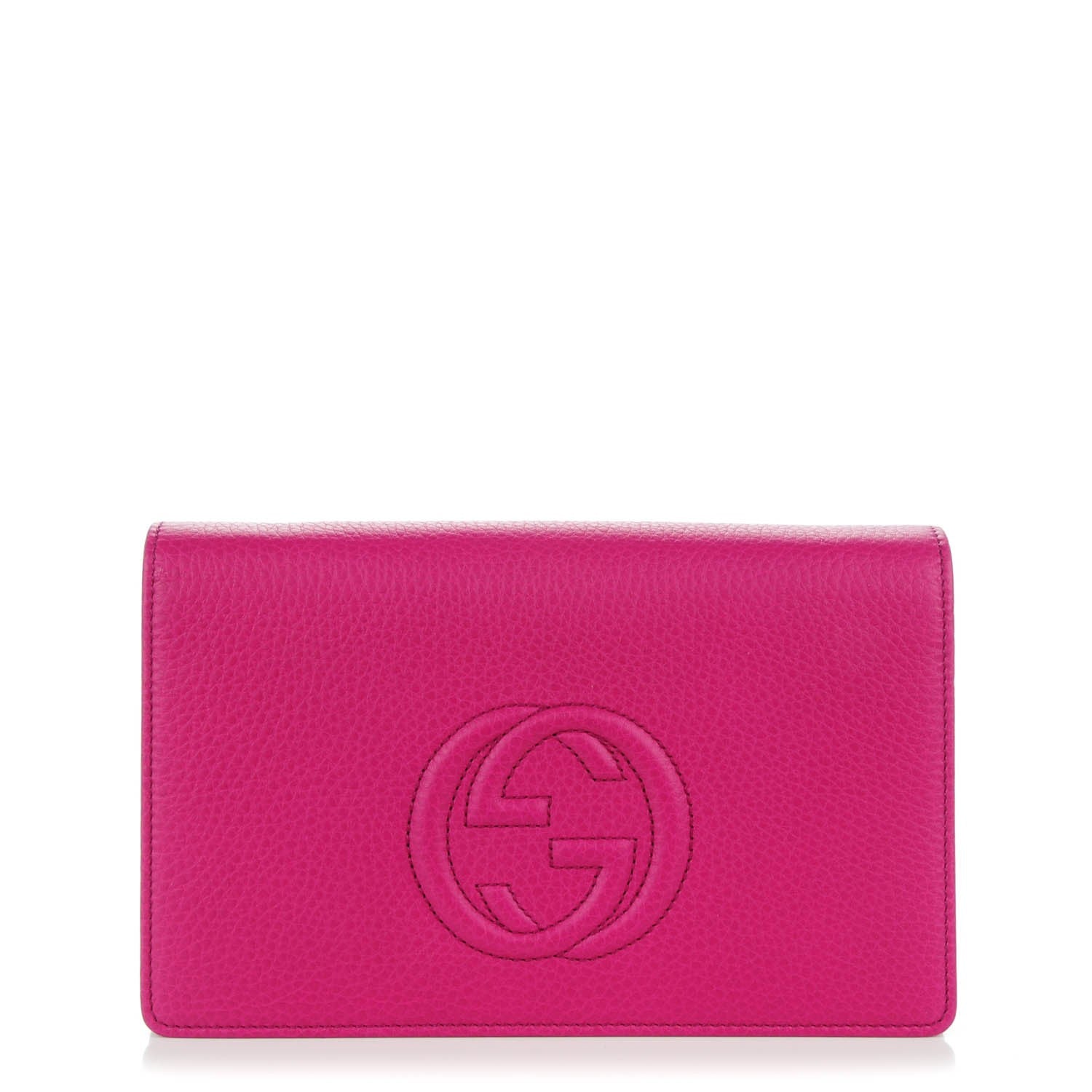 Gucci Pebbled Calfskin Soho Wallet on Chain Bright Bougainvillea 1 of 6