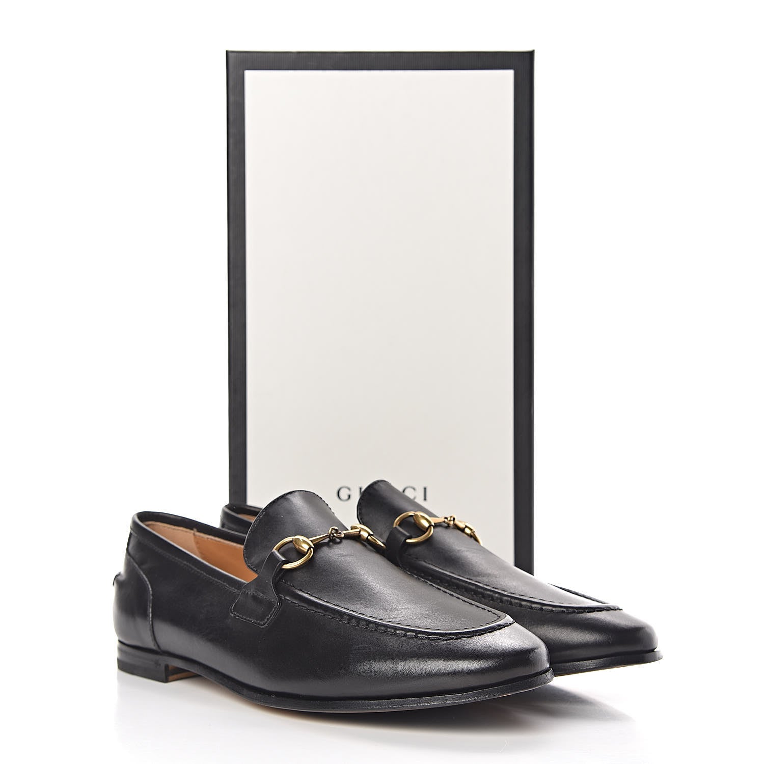 Gucci Calfskin Womens Jordaan Loafers 37.5 Black 9 of 9