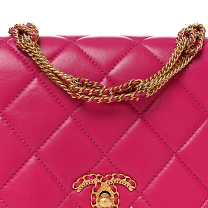 Chanel Lambskin Quilted On And On Small Chain Flap Fuchsia 8 of 10