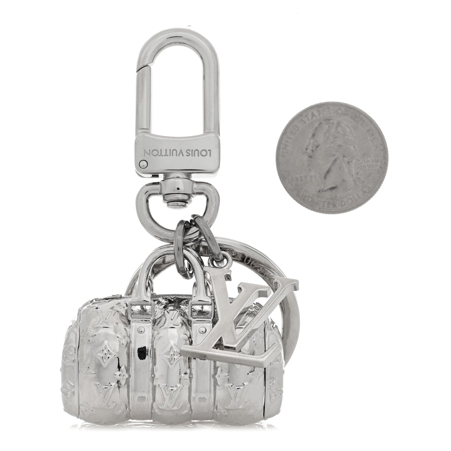 Metal Blown Up Keepall Figurine Bag Charm Key Holder Silver