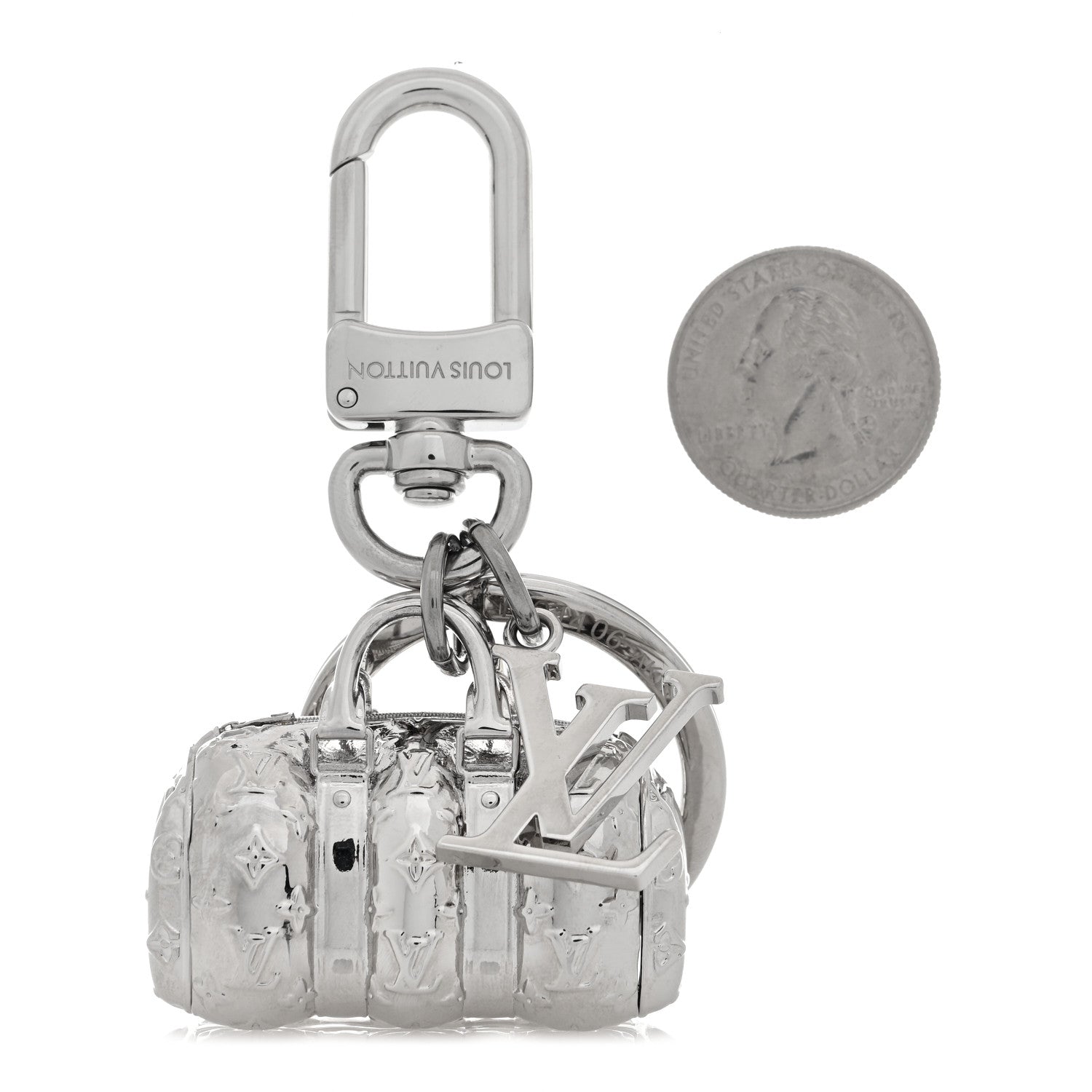 Louis Vuitton Metal Blown Up Keepall Figurine Bag Charm Key Holder Silver 2 of 3