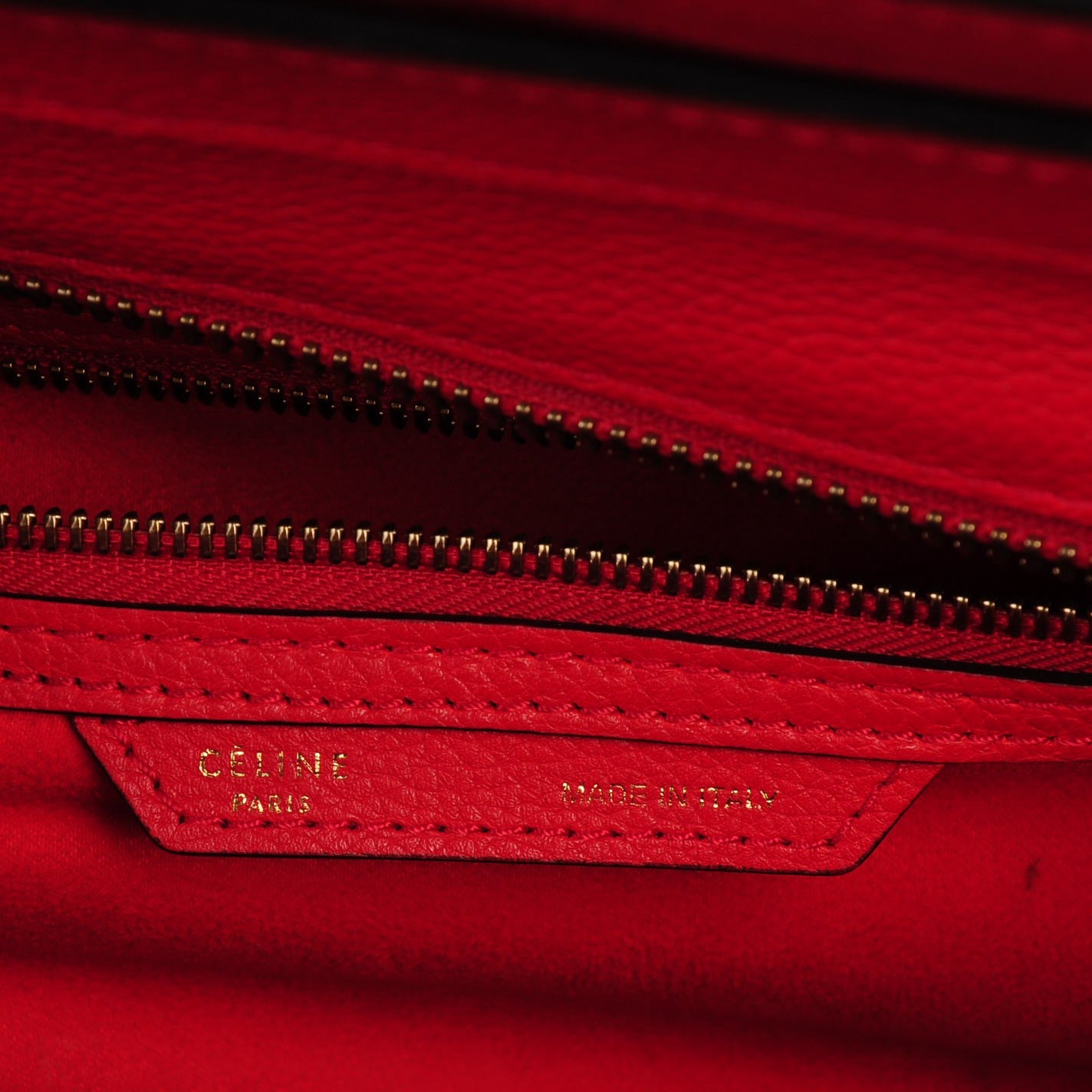 Celine Drummed Calfskin Mini Luggage Coquelicot 6 of 8